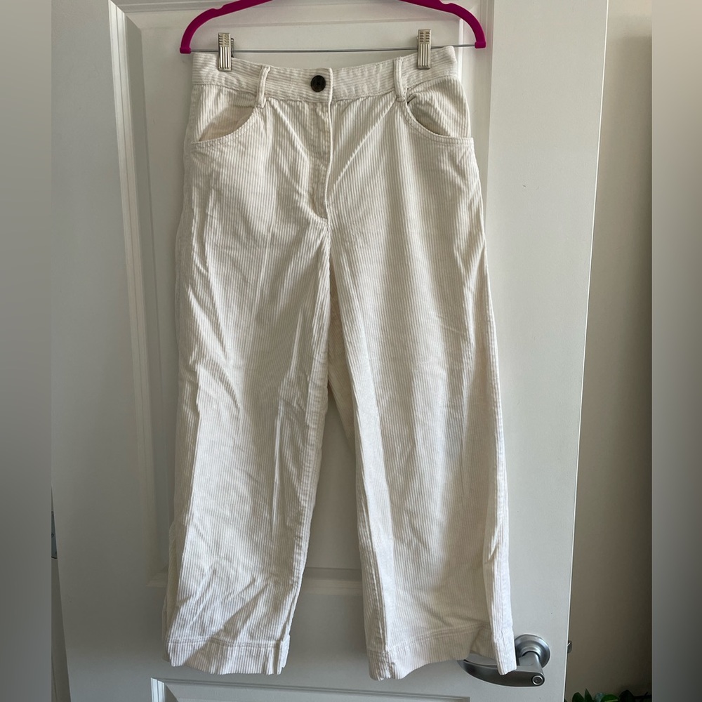 High waisted cropped corduroy pants